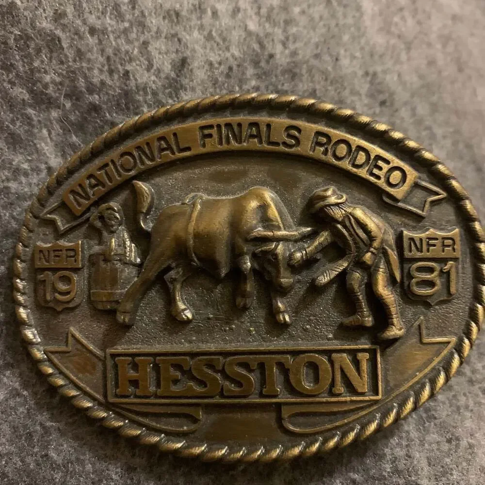 Vintage 1981 Hesston NFR National Finals Rodeo Bullfighter Belt Buckle